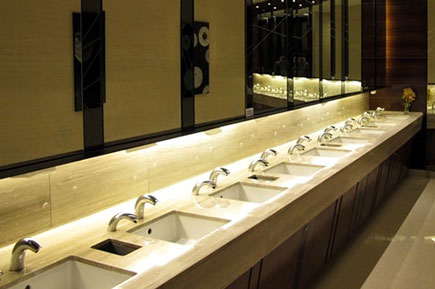 An elegant washroom with modern equipment.