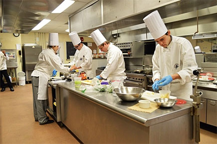 Kitchen staff busy working