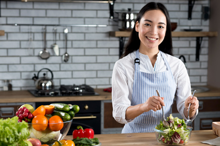 young adult in the kitchen